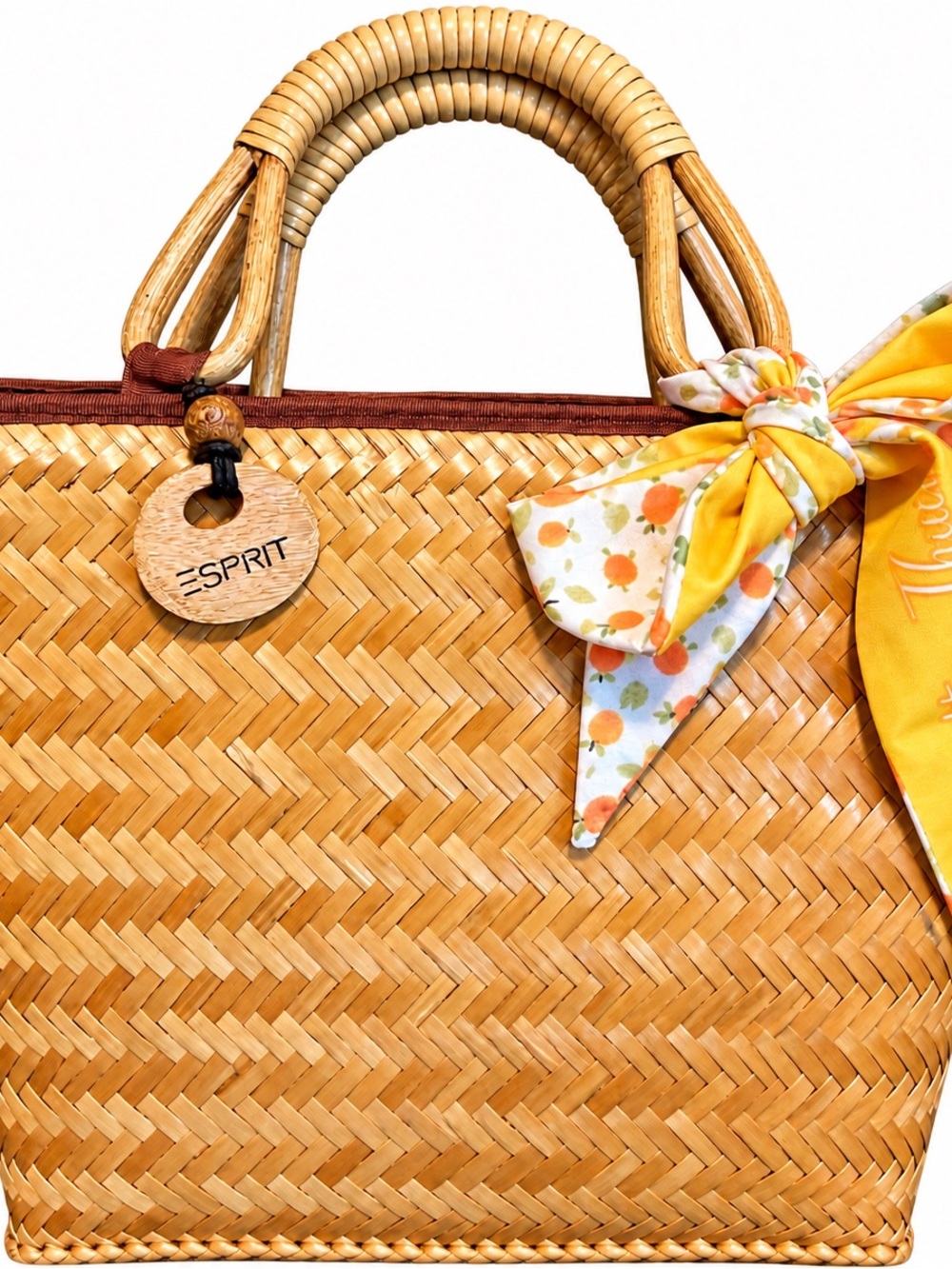 Esprit Vintage  Yellow Woven Straw Tote - Picture 5 of 5